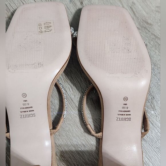 Schutz Suede Crystal Embellishments SlidesWomen's Size 8.5 - Picture 7 of 7